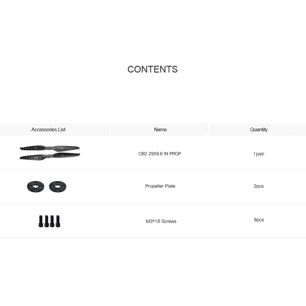 Upgraded Ultralight Carbon Fiber Propeller 29x9.6in for DJI Drone, Multirotor, Quadcopter, Hexacopter - Fluxer CB2 Prop-D10-D20 (M3X4) - High Performance RC DIY Hobby Rig - Perfect for Aerial Photography, Racing, and FPV Flying