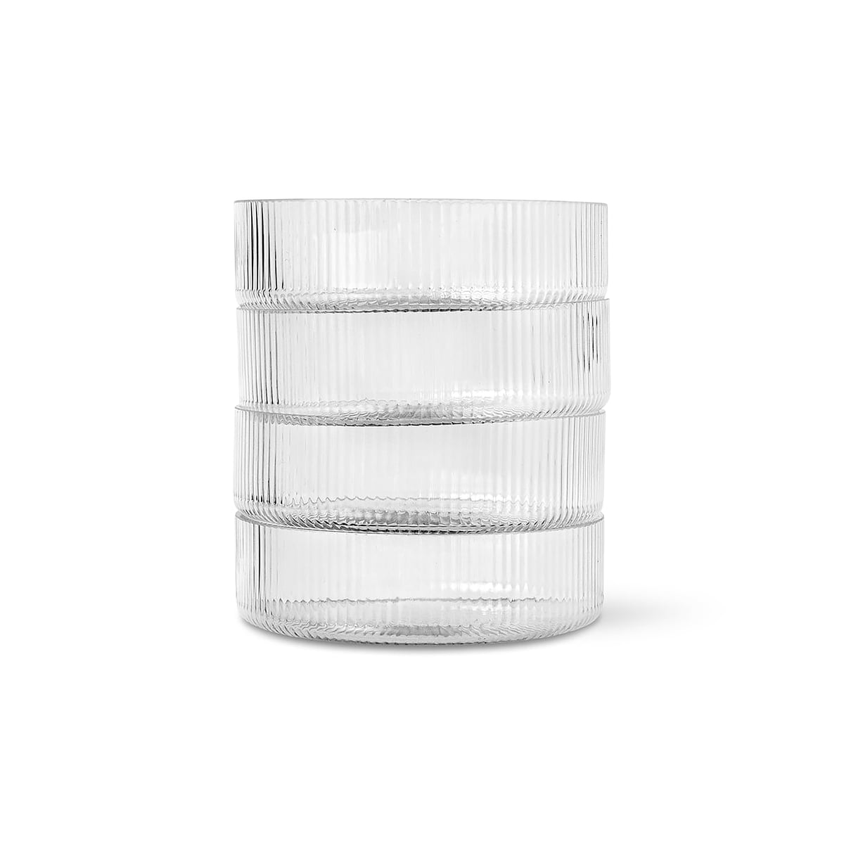 FERM LIVING Ripple Serving Bowls - Set of 4 Clear Glass Salad Bowls for Entertaining, Fruit Serving, and Home Decor - Perfect for Parties, Dining, and Kitchen Display