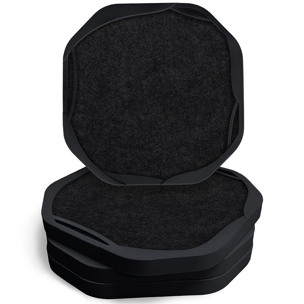 UMIRRO Black Drink Coasters Set of 4 - Absorbent Modern Tabletop Protectors for Coffee, Wine & Beverages - Prevent Water Rings on Home, Office, Kitchen & Outdoor Furniture - Ideal for Dining Tables, Desks & Patio Use