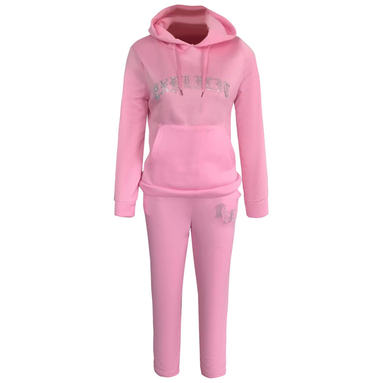 Women's Fleece Sports Suit - Long Sleeve Hoodie & Trousers Lounge Set - Cozy Winter Workout & Casual Wear for Running, Yoga, Home Relaxation