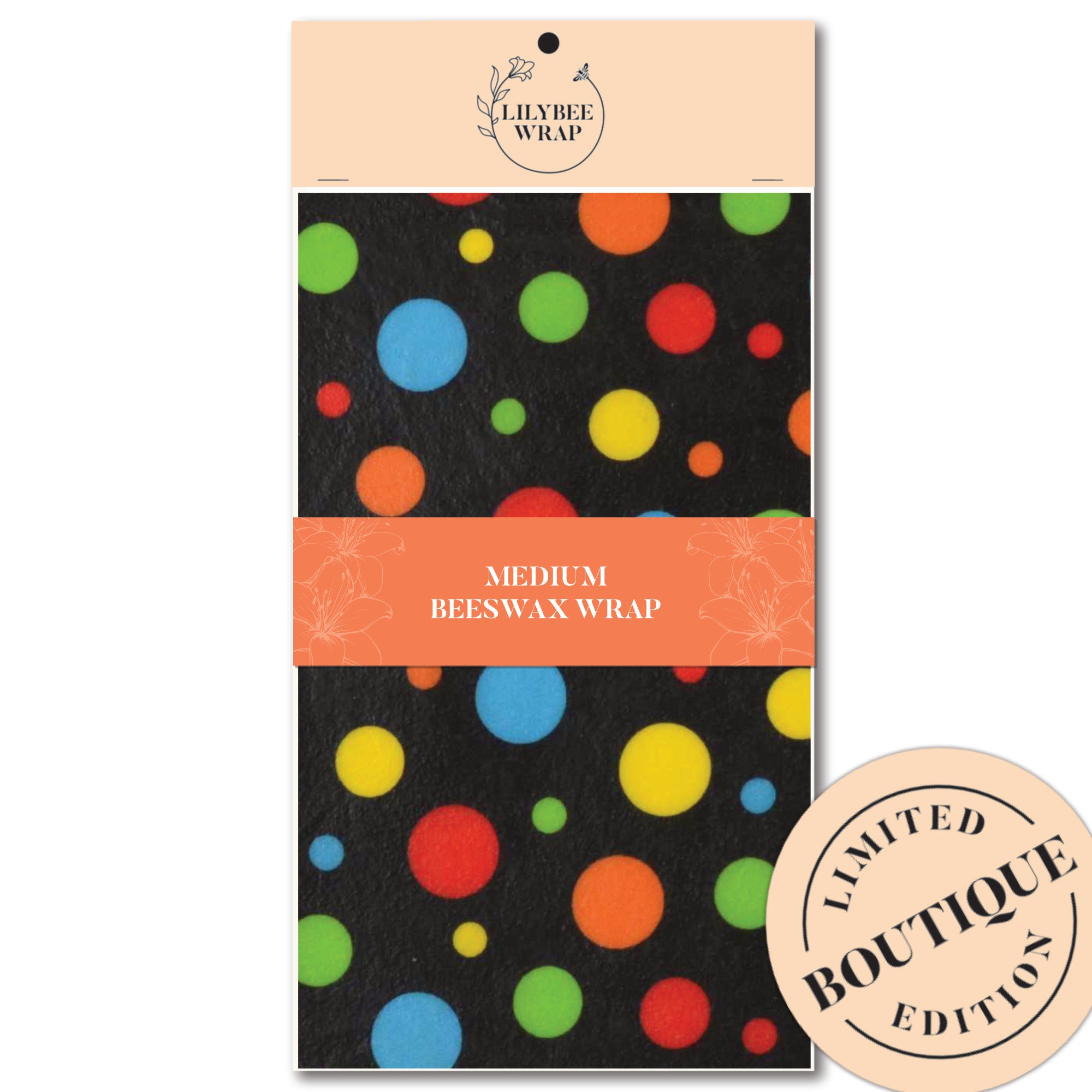 Eco-Friendly Dotty Medium Beeswax Food Wrap - Reusable Sustainable Alternative to Plastic Wrap for Fresh Food Storage, Sandwiches & Leftovers