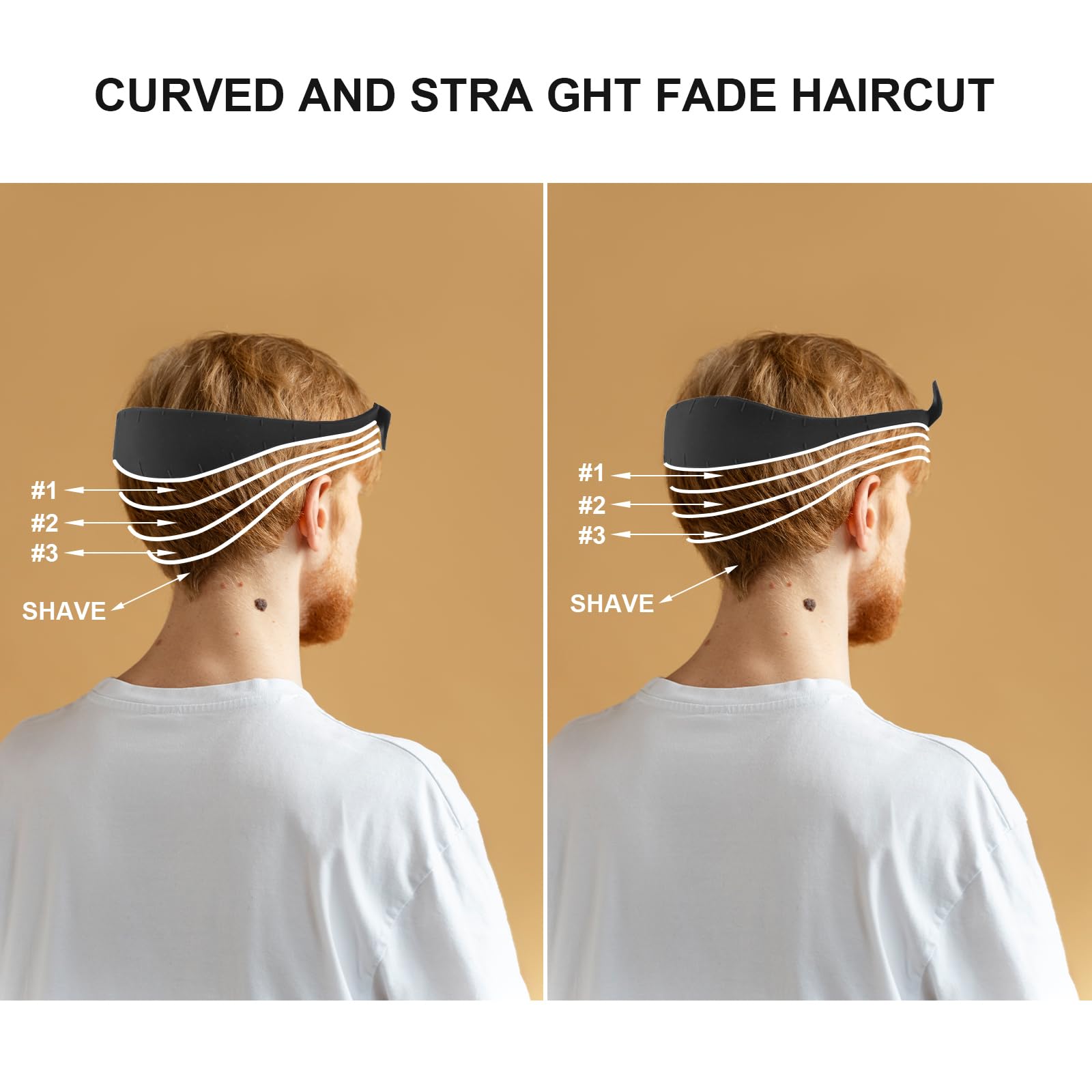 Professional Silicone Neckline Shaving Template & Hair Trimming Guide (Black) - DIY Haircut Tool for Clean Straight Neckline, Fade & Taper Styles - Perfect for Home Haircuts, Barber Training & Men's Grooming