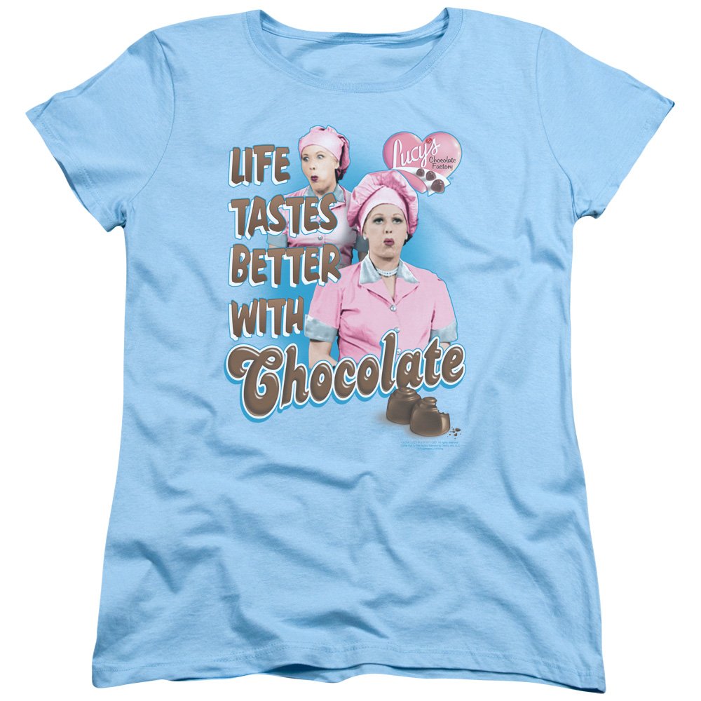 Trevco I Love Lucy Better with Chocolate Women's T-Shirt | Funny Vintage TV Show Tee for Fans | Casual Wear & Gift Idea