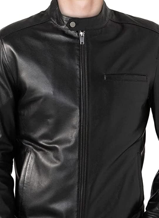 Genuine Sheepskin Leather Motorcycle Jacket for Men - Black Biker Jacket with Premium Stitching | Perfect for Riding, Casual Wear & Outdoor Adventures