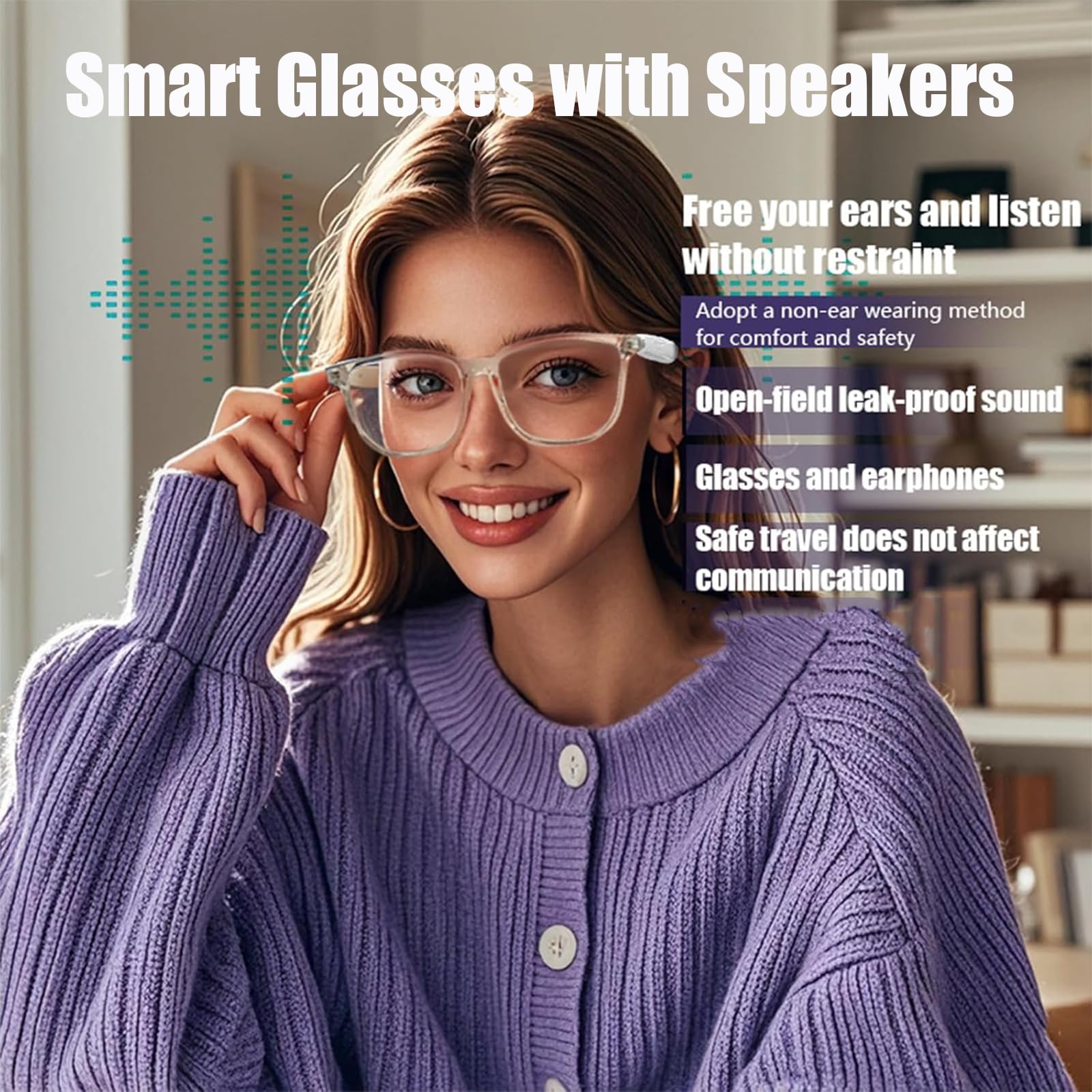 Smart Glasses with Bluetooth Speakers for Women & Men - Wireless Audio Sunglasses for Music, Calls & Hands-Free Convenience - Perfect for Running, Driving & Outdoor Activities
