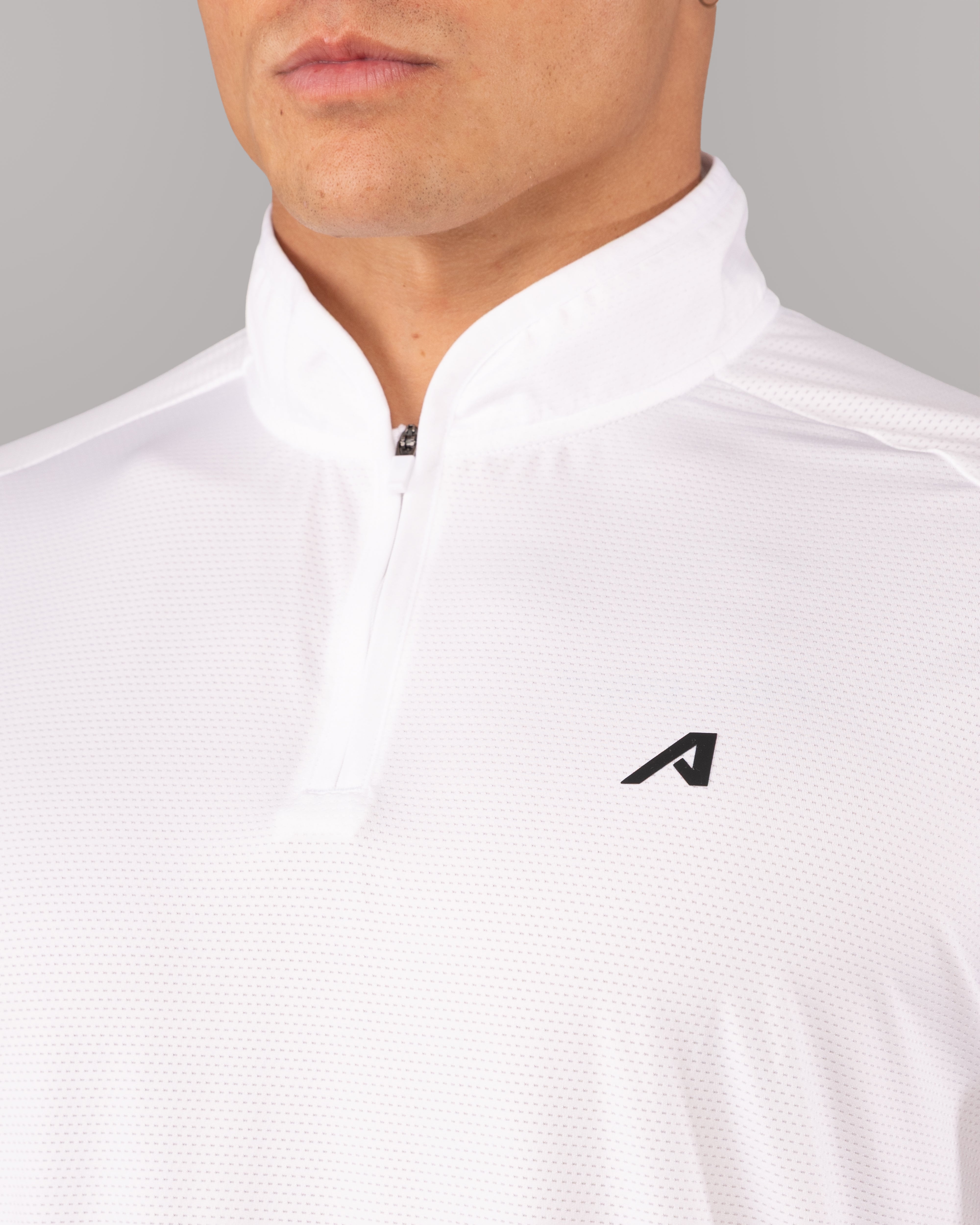 Men's Racer Quarter Zip Pullover Sweatshirt - White | Lightweight & Breathable for Running, Golf & Outdoor Activities