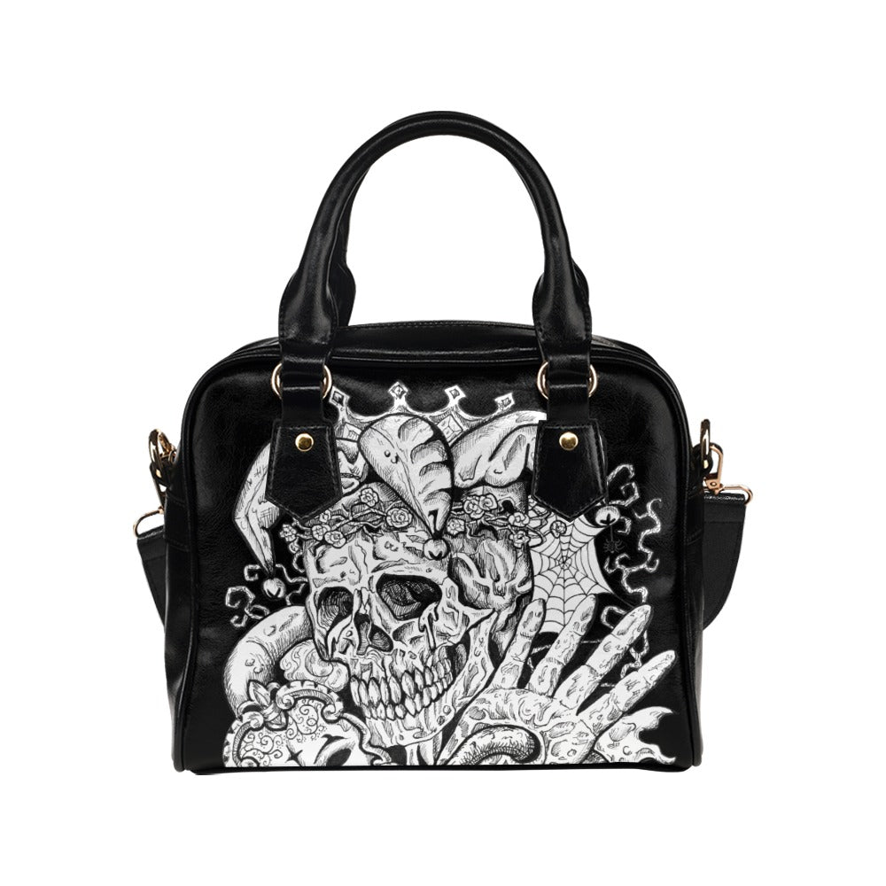Gothic Jester Skull Shoulder Bag - Punk Rock Crossbody Purse for Women - Perfect for Halloween, Cosplay & Alternative Fashion Outfits