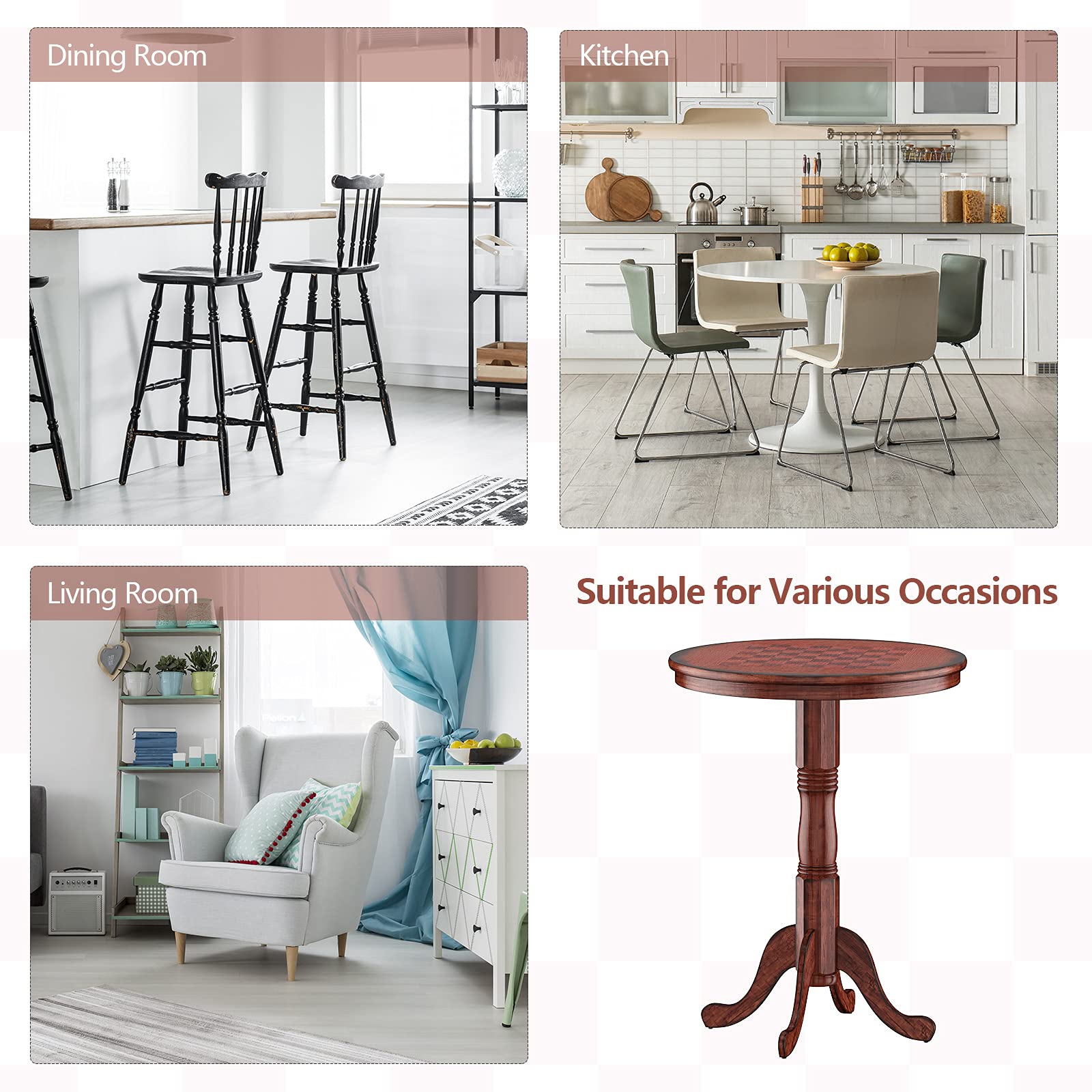 Giantex 5-Piece Pub Table Set with Wooden Pedestal Base, 360° Swivel Bar Stools, Modern Round Bar Table for Small Spaces, Living Room, Restaurant, Dining Room, and Outdoor Patio