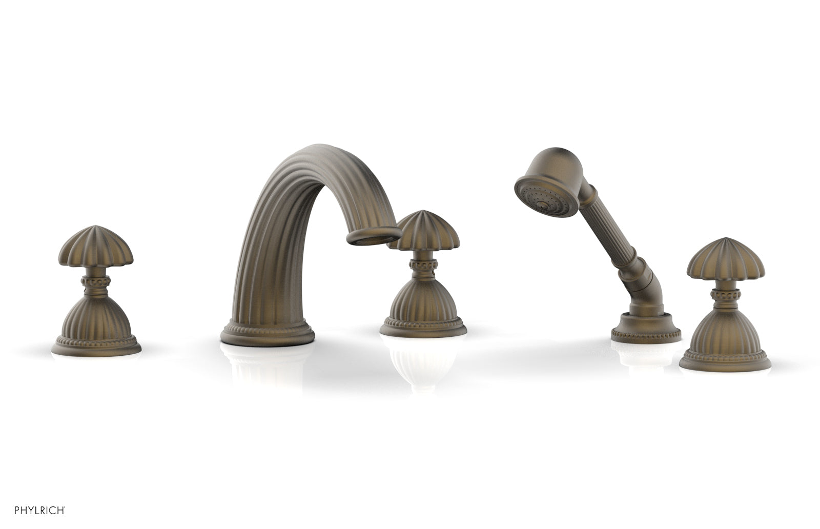 GEORGIAN & BARCELONA Deck Mounted Bathtub Faucet Set with Round Handles and Hand Shower K2361P1 - Perfect for Modern Bathroom Renovation and Spa-Like Experience