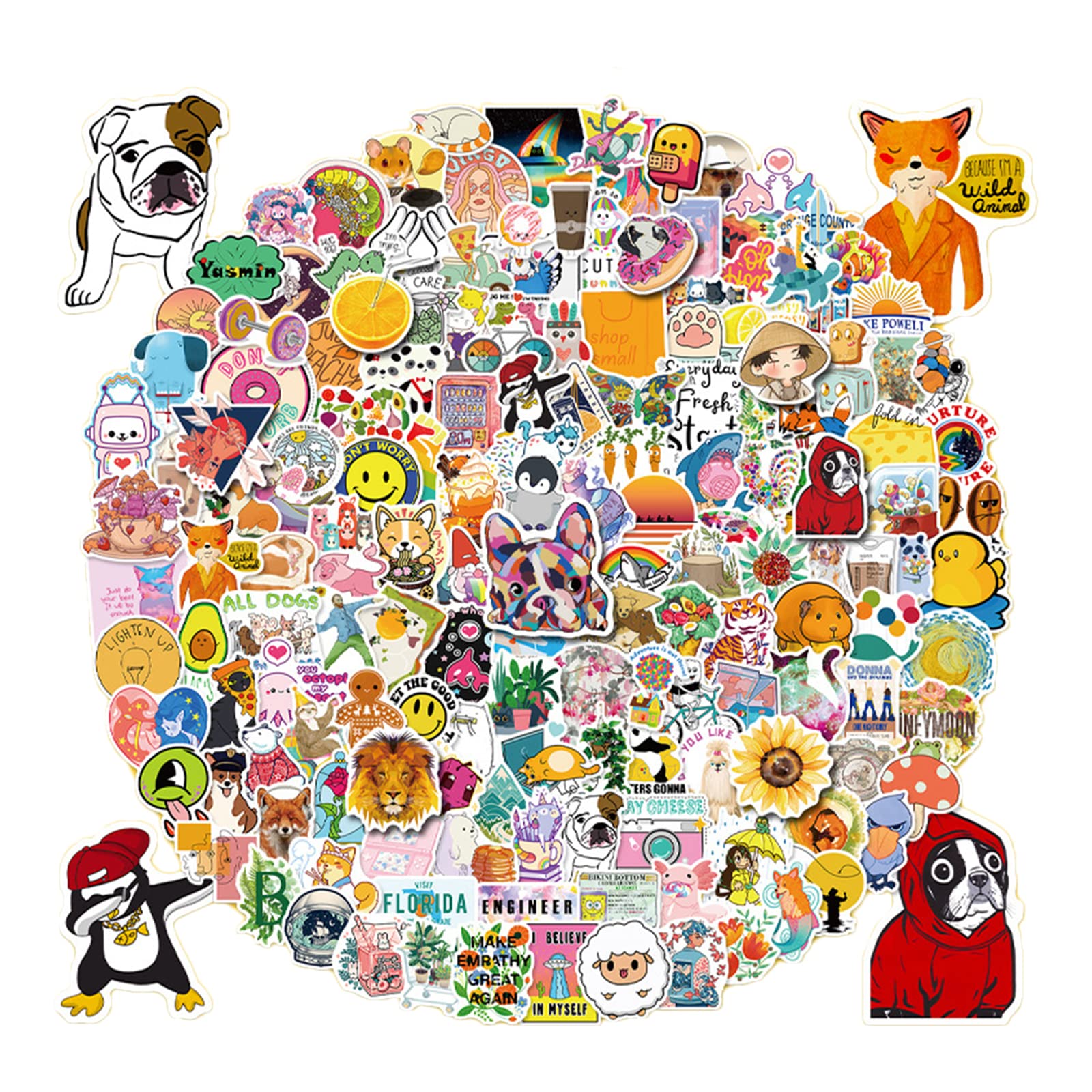 200PCS Funny Vinyl Waterproof Stickers for Adults & Teens - Cute Decals for Laptop, Water Bottle, Phone, Car & Bumper - Durable, Waterproof & Removable - Perfect for DIY Crafts, Gifts & Personalization