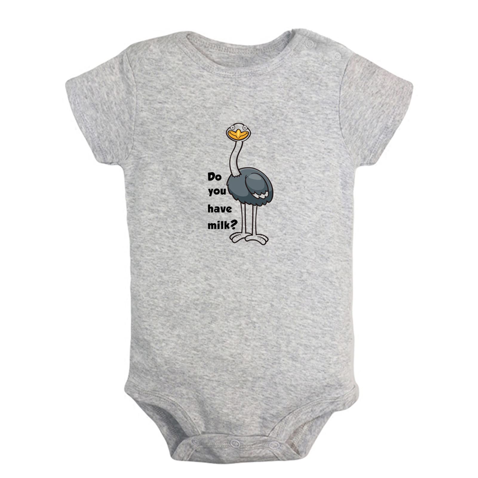 iDzn Funny 'Do You Have Milk?' Newborn Baby Romper - Cute Ostrich Graphic Infant Bodysuit & Toddler Jumpsuit | Perfect for Photoshoots, Birthday Gifts & Playtime Outfits