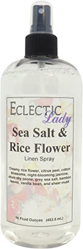 Natural Sea Salt & Rice Flower Linen Spray - 8 oz Aromatherapy Room & Bedding Mist for Relaxation & Freshness