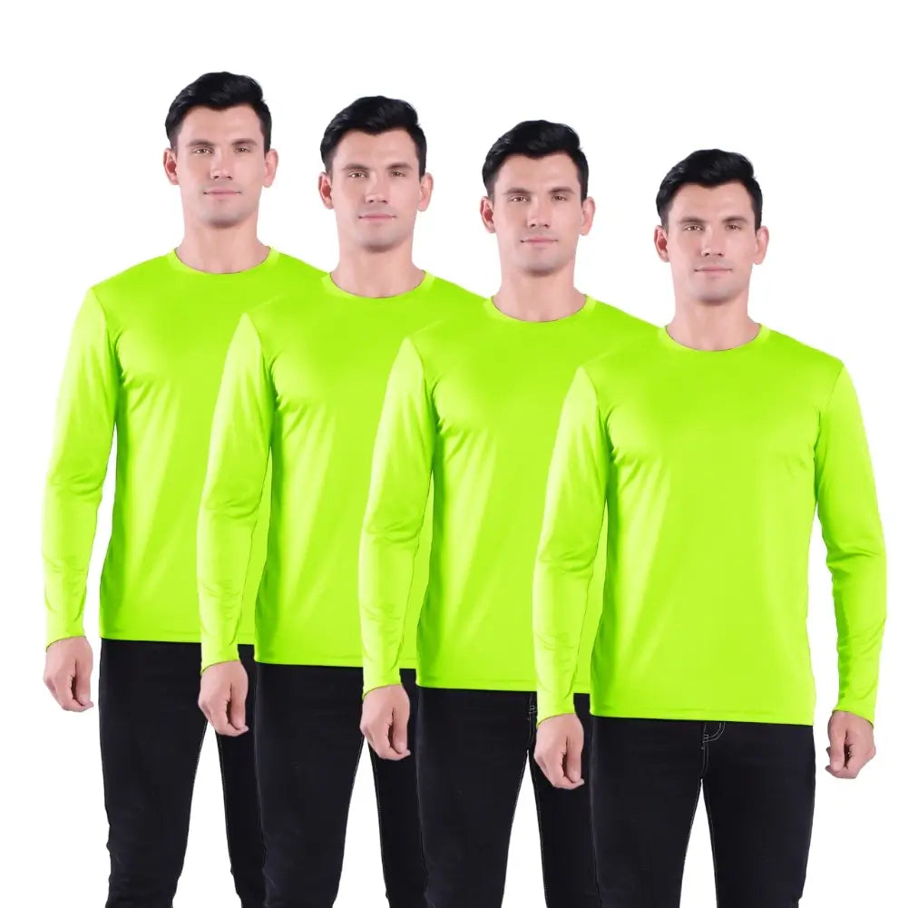 4 Pack Men's Performance Long Sleeve T-Shirts - Moisture Wicking, Quick Dry Workout Shirts for Running, Gym & Outdoor Activities