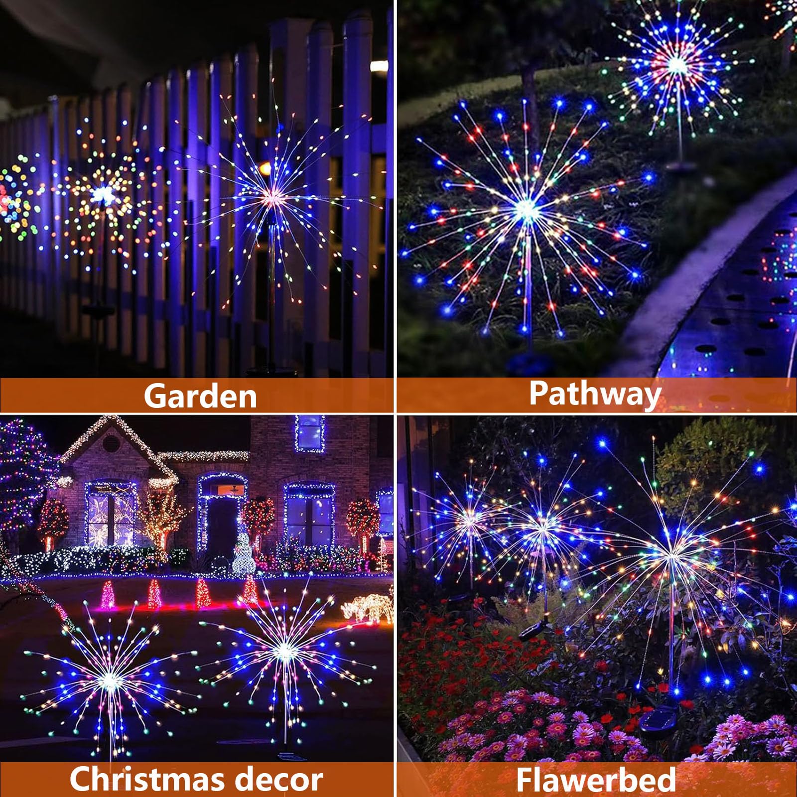 4 Pack Solar Firework Lights - 150 LED Waterproof Outdoor Fairy Lights for Garden, Yard, Patio - Perfect for Christmas, Wedding, Party & Romantic Decor (Starburst Design) | Create Magical Nights with Solar-Powered Ambiance Lighting