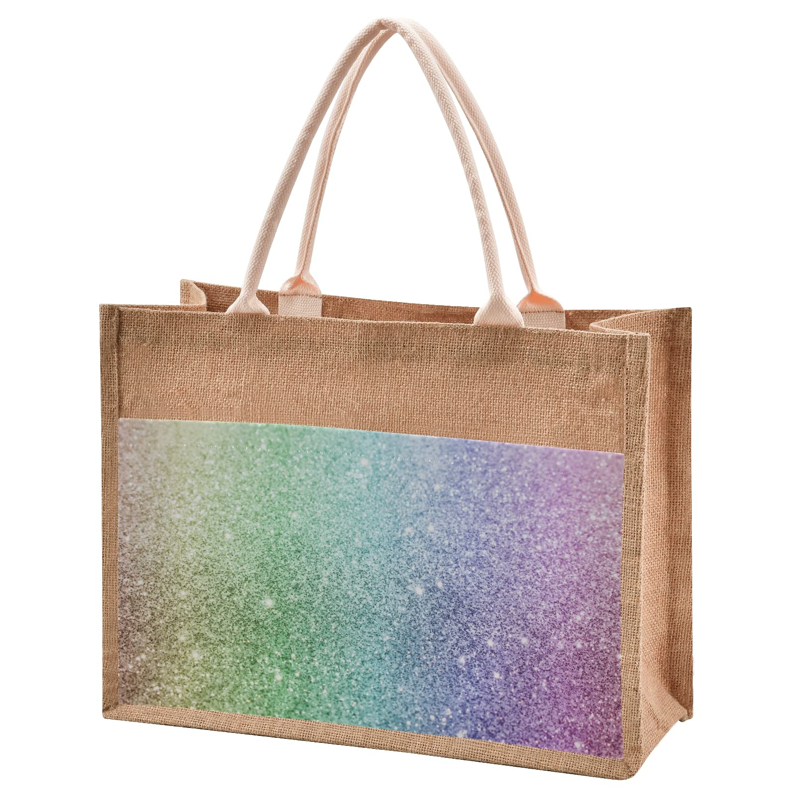 Eco-Friendly Jute Tote Bag with Zipper Closure - Large Reusable Grocery Shopping Bag, Durable Washable Canvas Shoulder Bag for Farmers Market, Beach & Daily Use