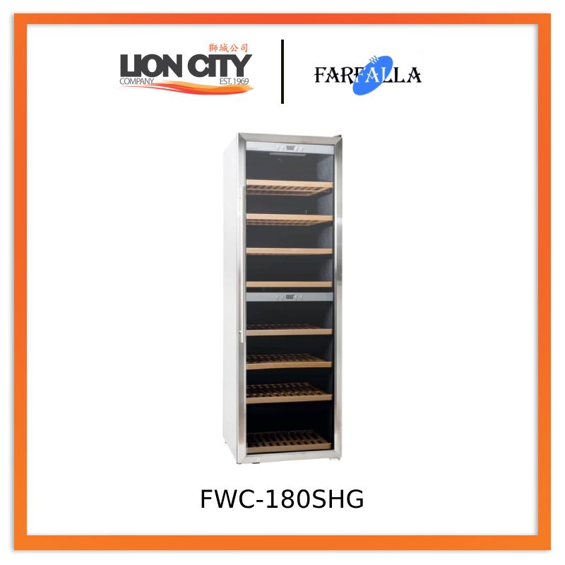 Farfalla FWC 180SHG Dual Zone Wine Cooler Refrigerator - 180 Bottle Capacity for Red & White Wine Storage - Perfect for Home Bars, Restaurants, and Wine Cellars