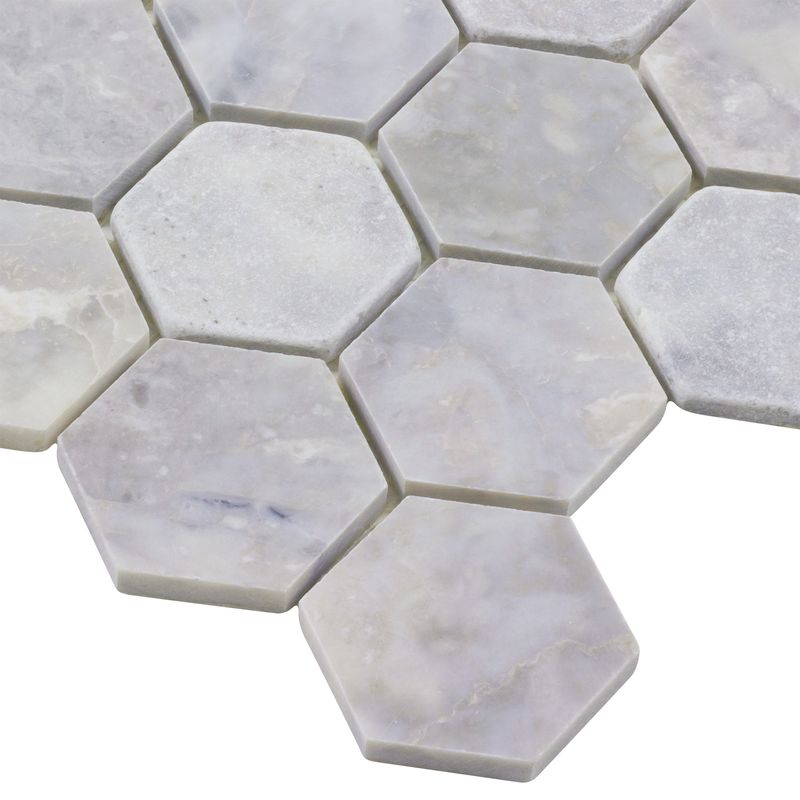 Premium Hexagon Stone Mosaic Tile - Natural Grey Peel-and-Stick Backsplash for Kitchen, Bathroom & Shower Wall Decor | Waterproof & Easy to Install