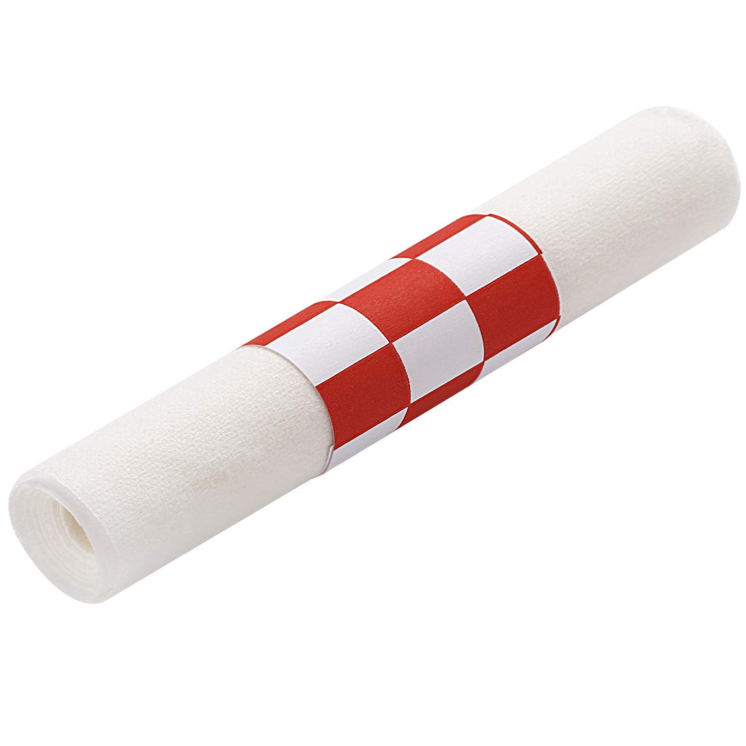 Gmark Self-Adhesive Paper Napkin Rings - 500 Count, Red & White Grid Design (GM1111A) - Perfect for Weddings, Parties, and Table Decorations