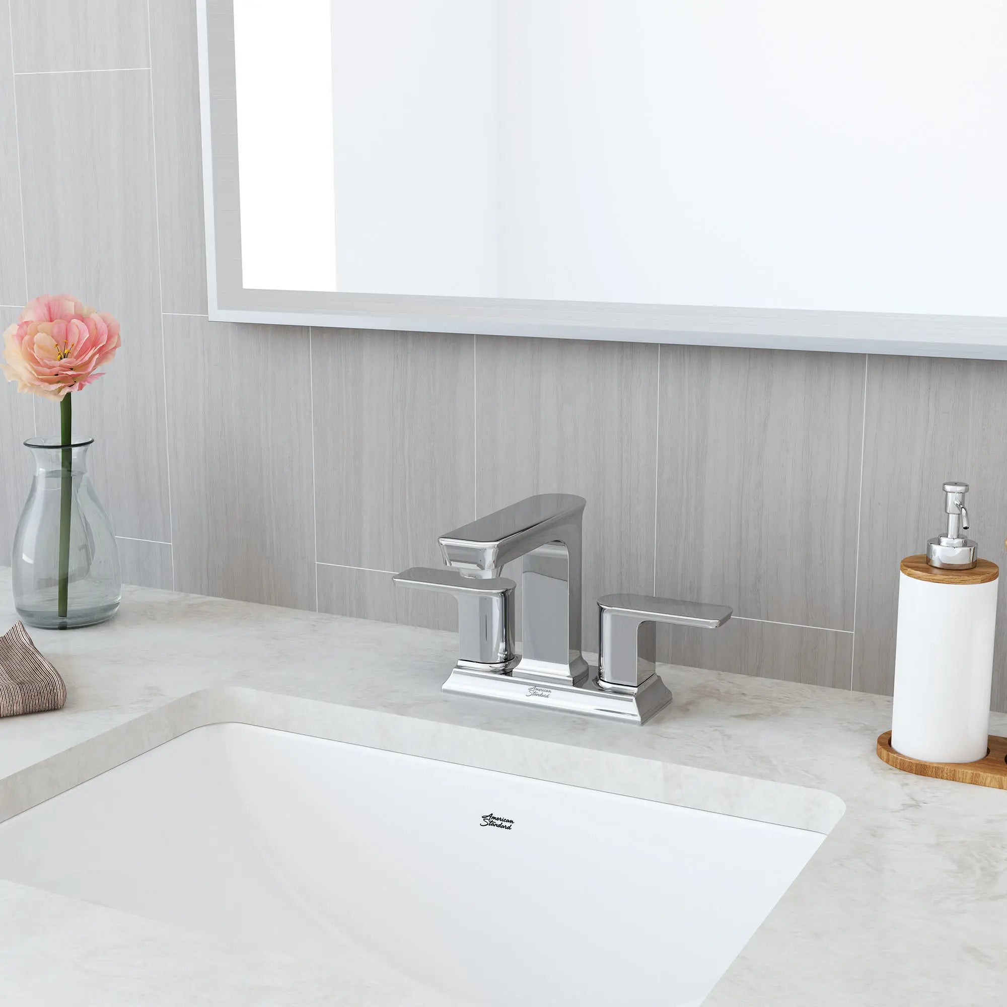Forsey® 4 Inch Centerset 2 Handle Bathroom Faucet - 1.2 GPM/4.5 LPM Water-Saving Design with Lever Handles - Perfect for Bathroom Vanity Sink and Powder Room Installation