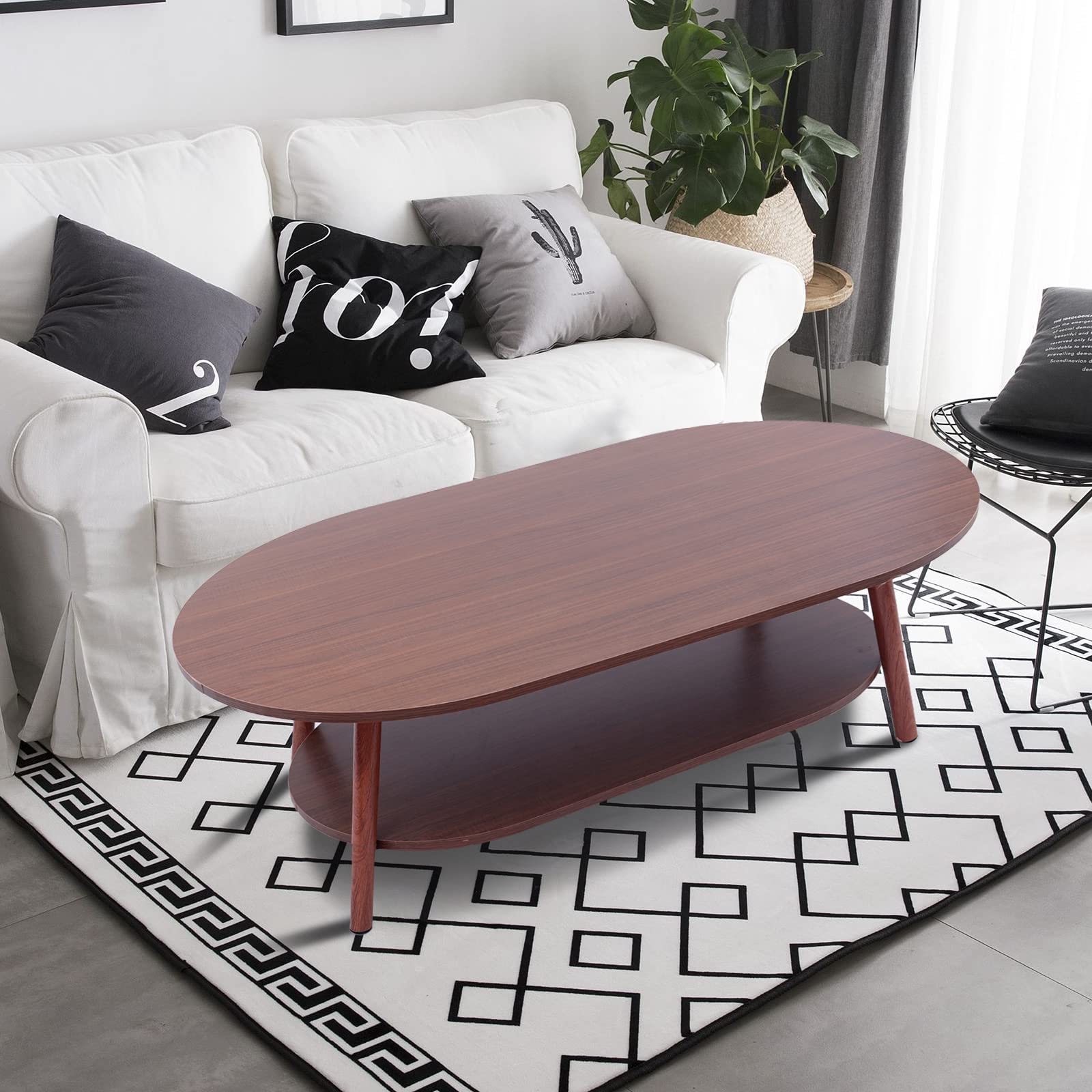 Modern Walnut Coffee Table with Storage - Living Room & Farmhouse Decor
