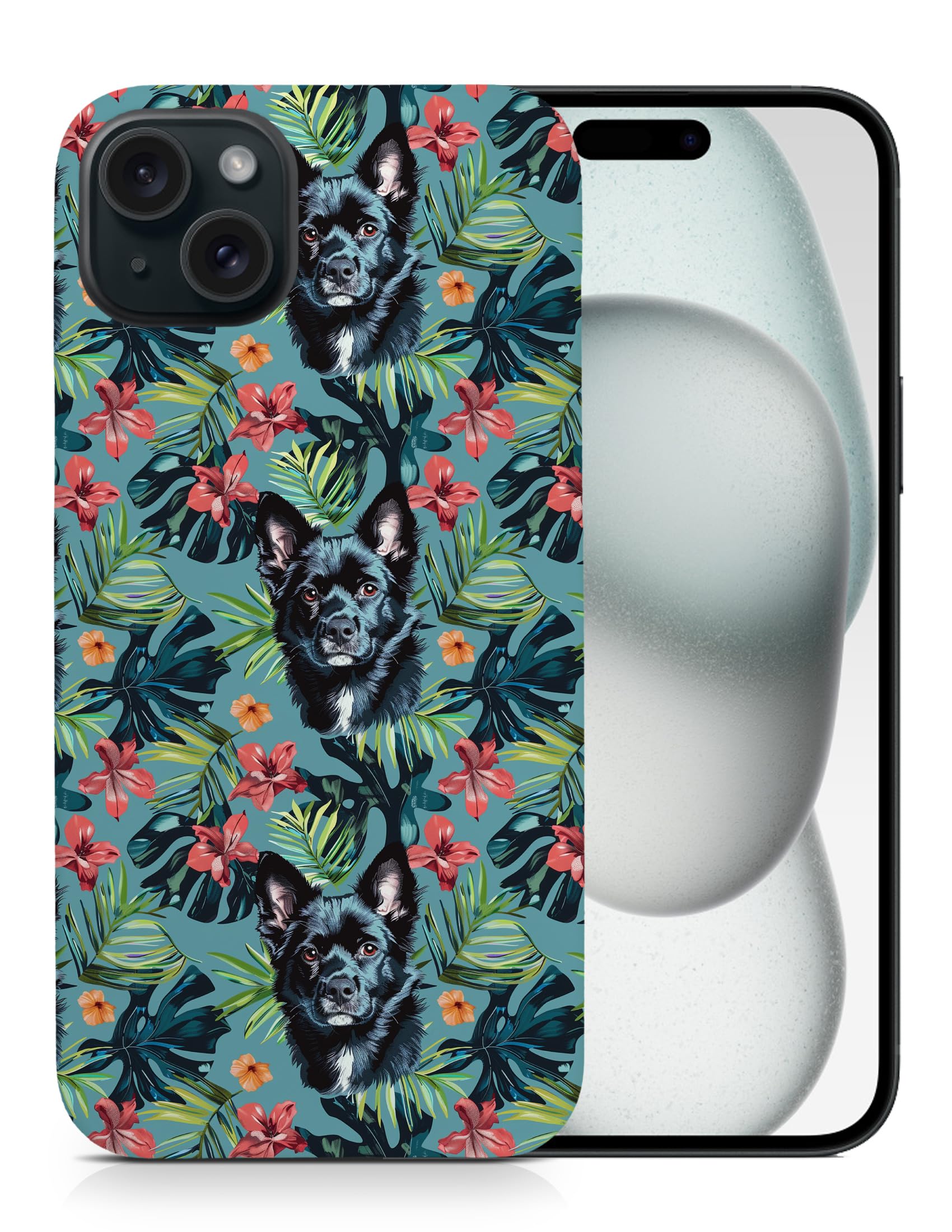 Norwegian Buhund Puppy Dog Pattern Polycarbonate Phone Case for Apple iPhone 15 Plus - Durable Protective Cover for Everyday Use & Outdoor Activities