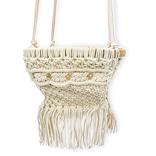 Handmade Macrame Baby Swing - Boho Nursery Decor with High Back & Tassels for Outdoor Use - Perfect Baby Shower Gift (Fast 10-Day Delivery) - Ideal for Porch, Garden, and Nursery Relaxation
