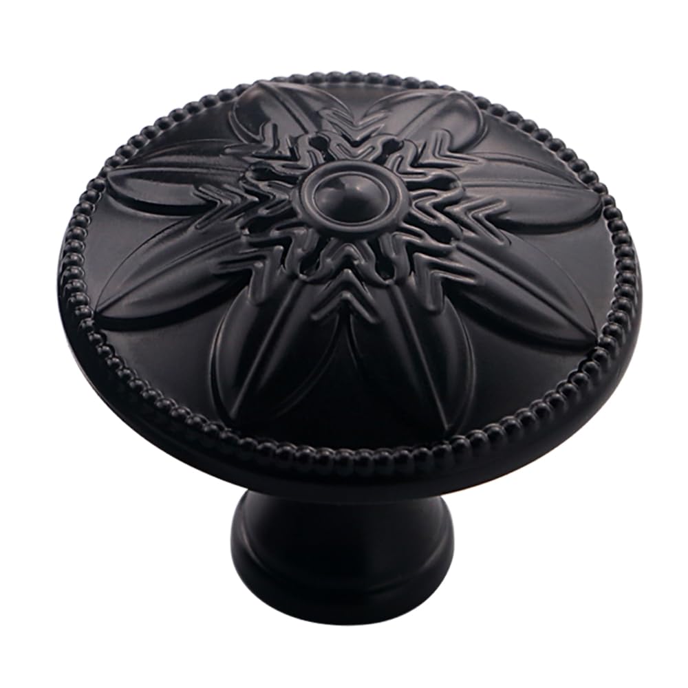 12 Pack Matte Black Cabinet Knobs - 1-2/5
