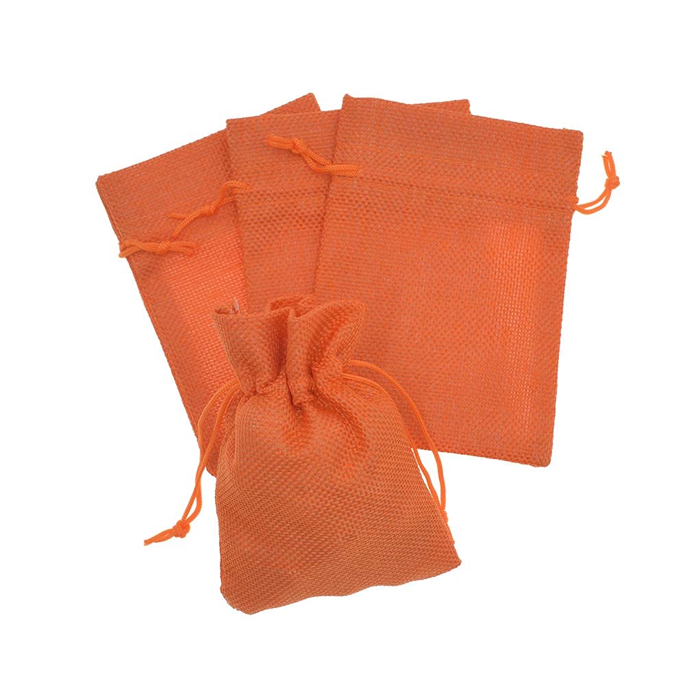 50Pcs Orange Jute Drawstring Burlap Gift Bags 5.9 x 7.5 Inch - Halloween Party Favors, Treat Bags, Candy Pouches for Jewelry, Wedding, Baby Shower & DIY Crafts