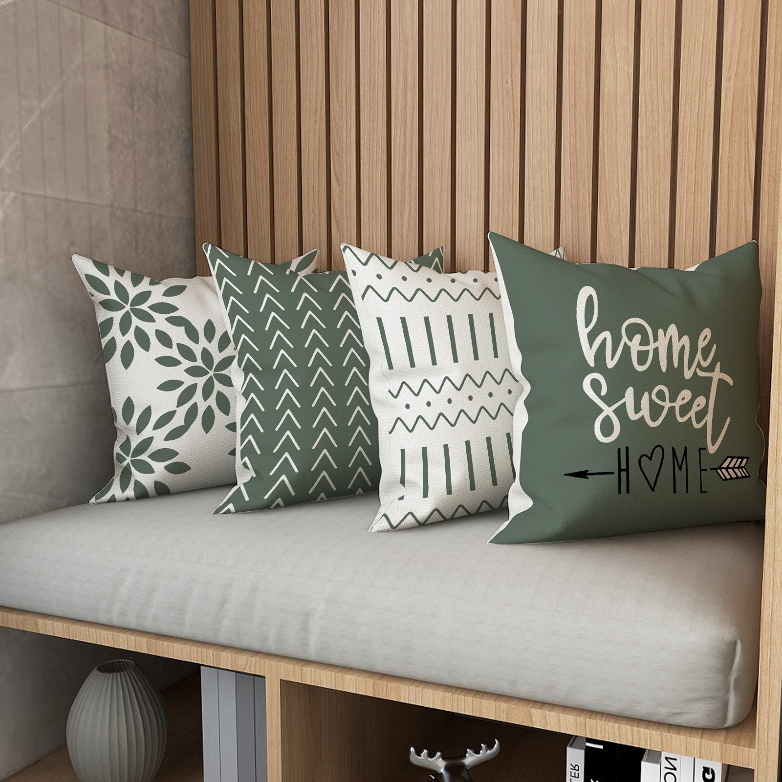 YCOLL 20x20 Inch Pillow Covers Set of 4 - Modern Linen Fabric Throw Pillow Cases for Sofa, Couch, Bed & Car - Decorative Outdoor Home Decor in Aqua Green - Perfect for Living Room, Patio & Travel
