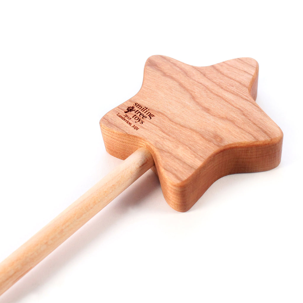 Wooden Star Wand - Handcrafted Magic Wand for Kids & Cosplay - Perfect for Halloween, Birthday Parties & Fantasy Play