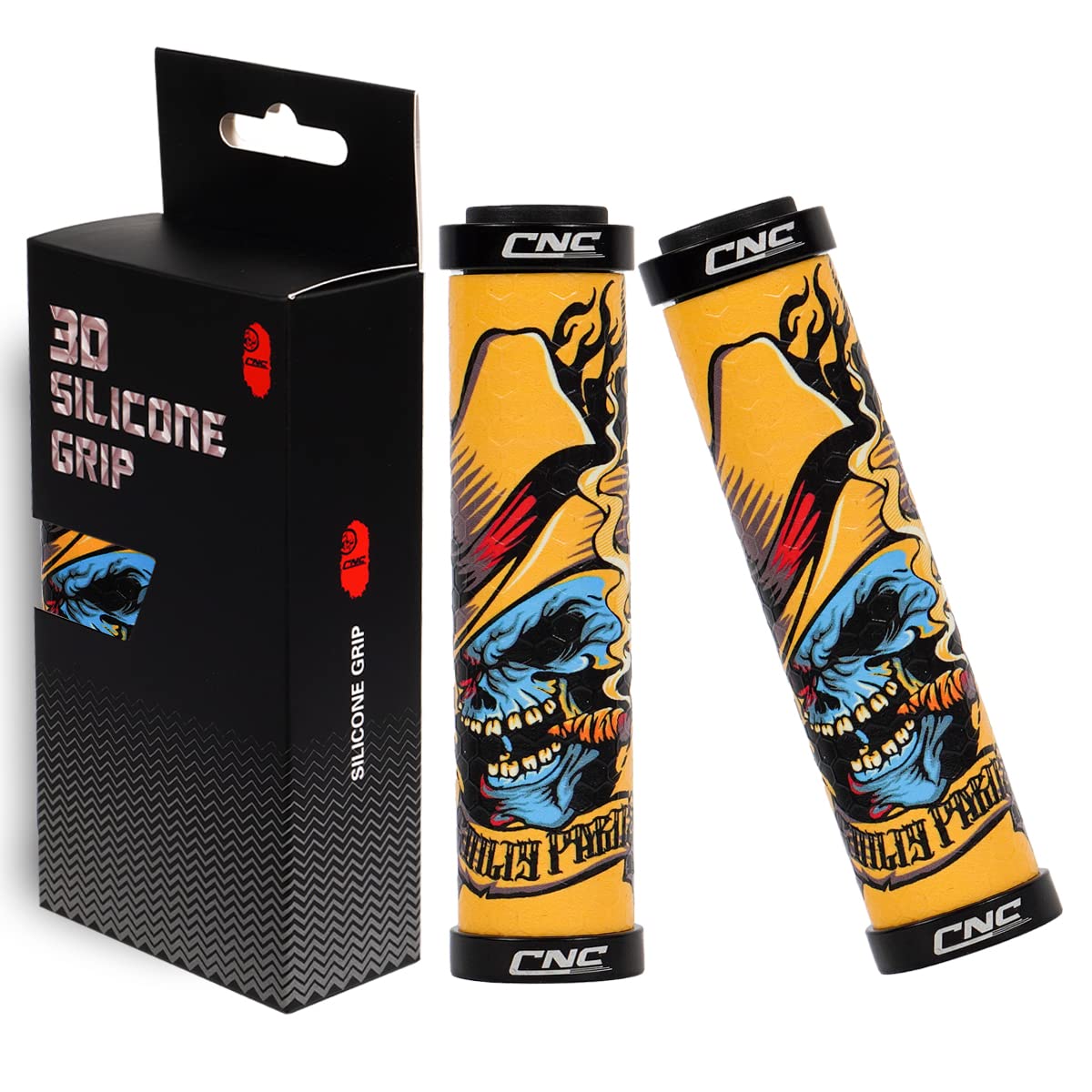Premium CNC Bike Handlebar Grips - Ergonomic MTB Silicone Grips with Shock-Absorbing Gel for Mountain Bike, BMX & Road Bicycles - Perfect for Off-Road Trails, Commuting & Long-Distance Cycling
