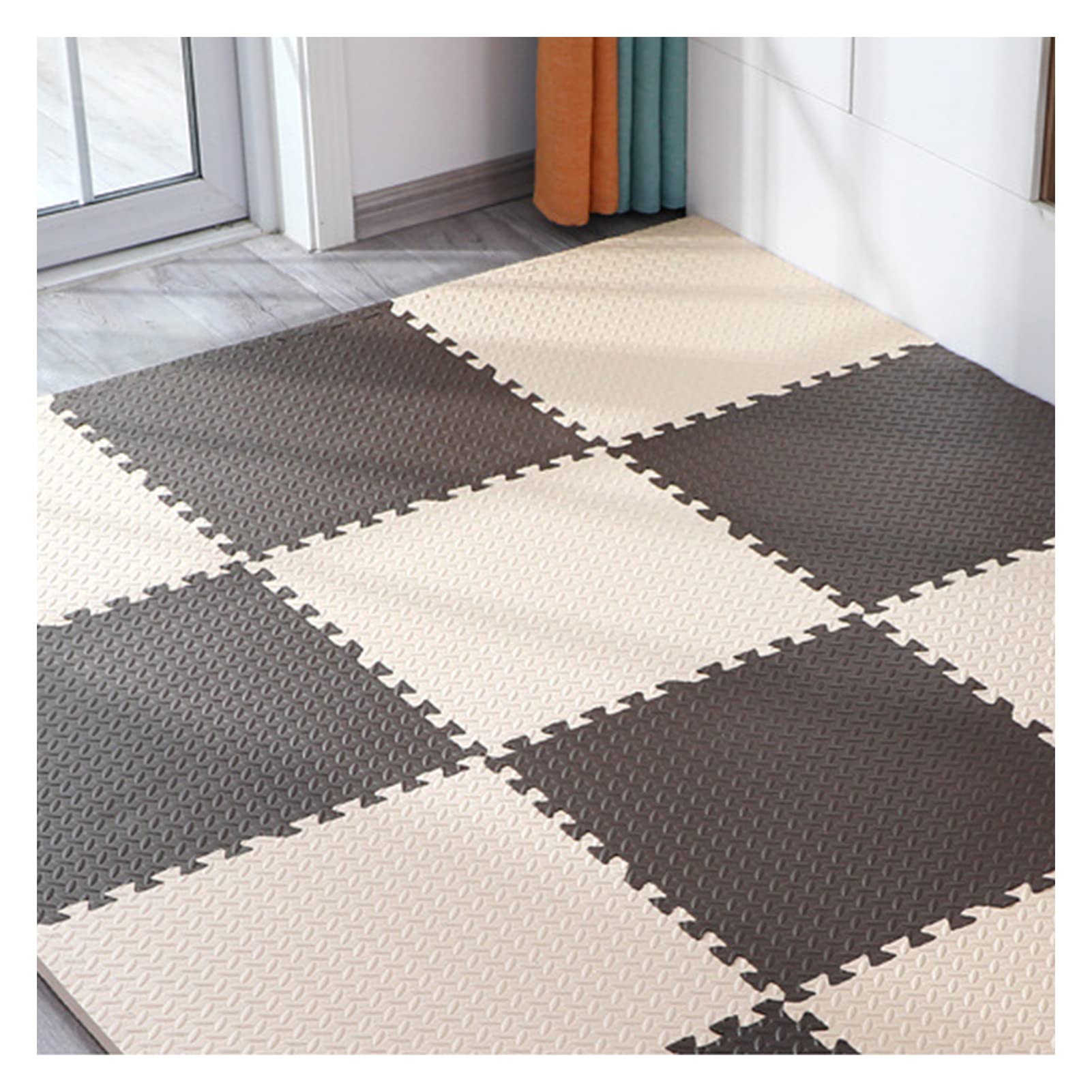 12-Piece Interlocking EVA Foam Floor Tiles - ½ Inch Thick Non-Slip Puzzle Mats with Borders (24