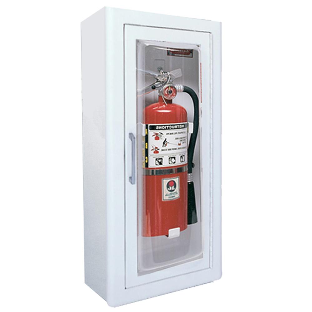 JL Industries 1513F25 Clear Full Glass Fire Extinguisher Cabinet with Pull Handle - Wall Mounted Safety Storage for Home, Office & Commercial Buildings