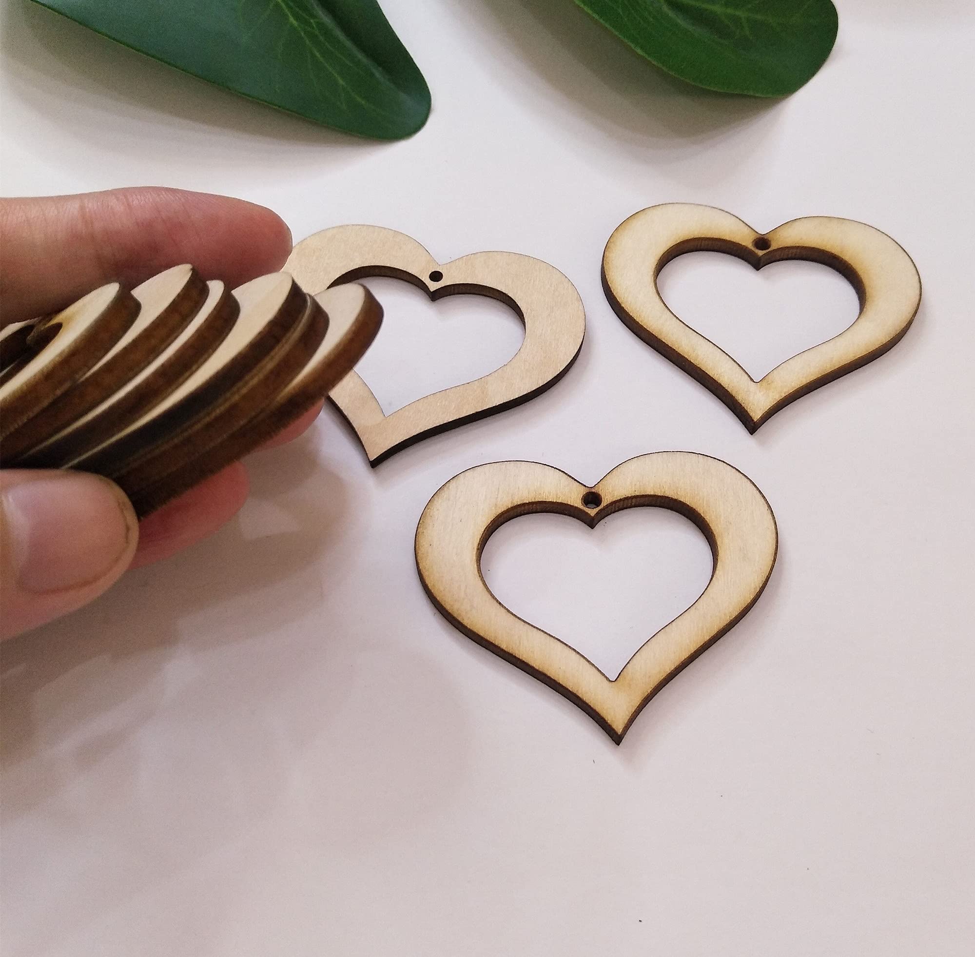 30PCS Heart Hollow Frames Wood Earring Blanks for DIY Jewelry Making - Unfinished Wood Cutouts for Dangle Earrings (2 Inch) - Perfect for Valentine's Day Crafts, Handmade Gifts, and Boho Style Accessories