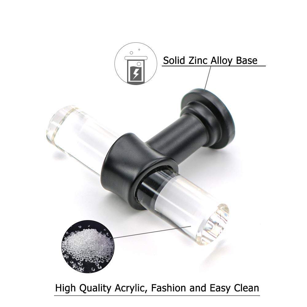 Peaha 50 Pack Clear & Black Acrylic Knobs for Dresser Drawers, Kitchen Cabinets, Bathroom Vanities - 2 Inch Single Hole Cabinet Hardware for Home Decor & Furniture Upgrade