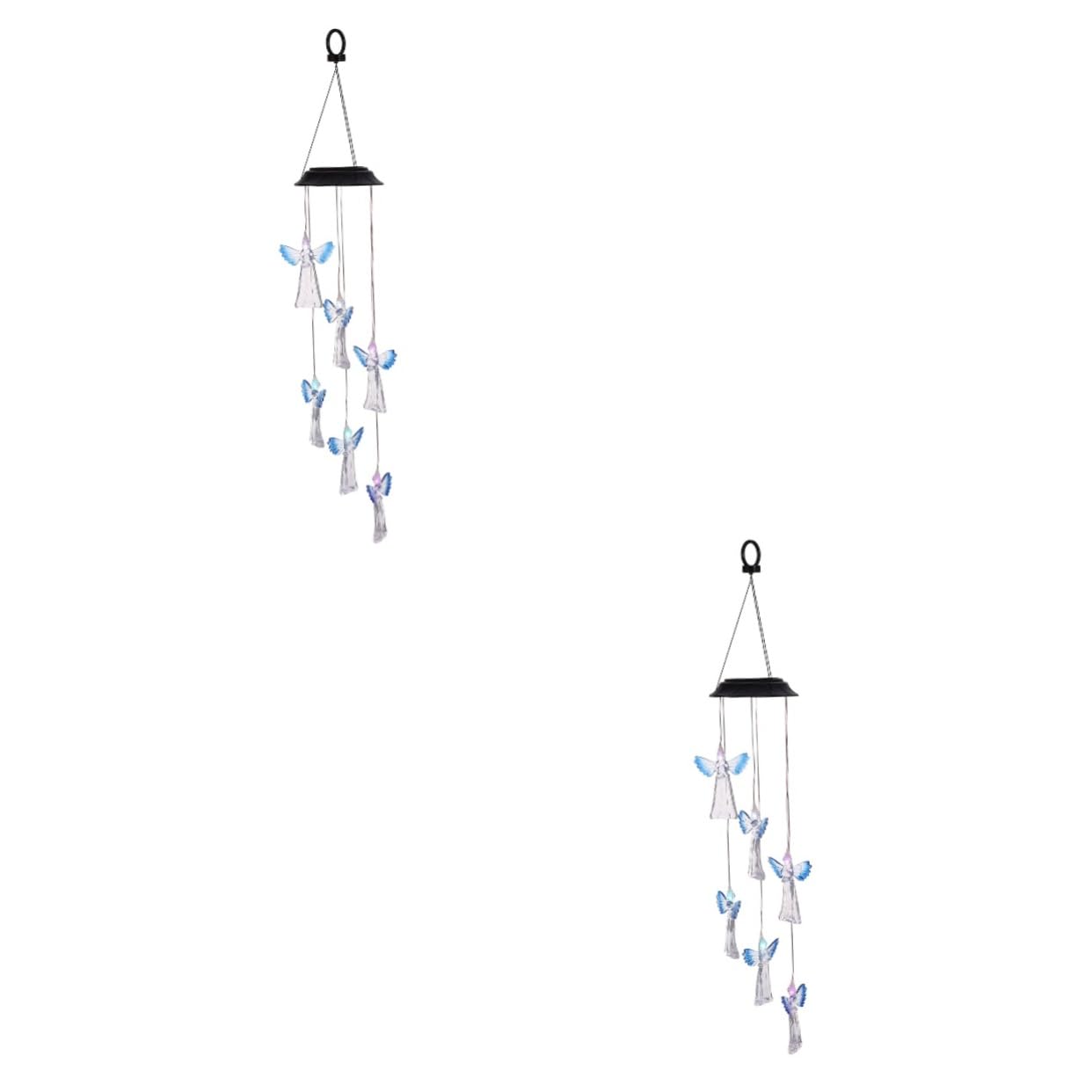 NOLITOY 2 Pack Solar Wind Chime Lights - Outdoor Garden Decor, Waterproof Hanging Angel Wind Chimes for Patio, Yard, Balcony | Solar Powered LED Lights for Nighttime Ambience