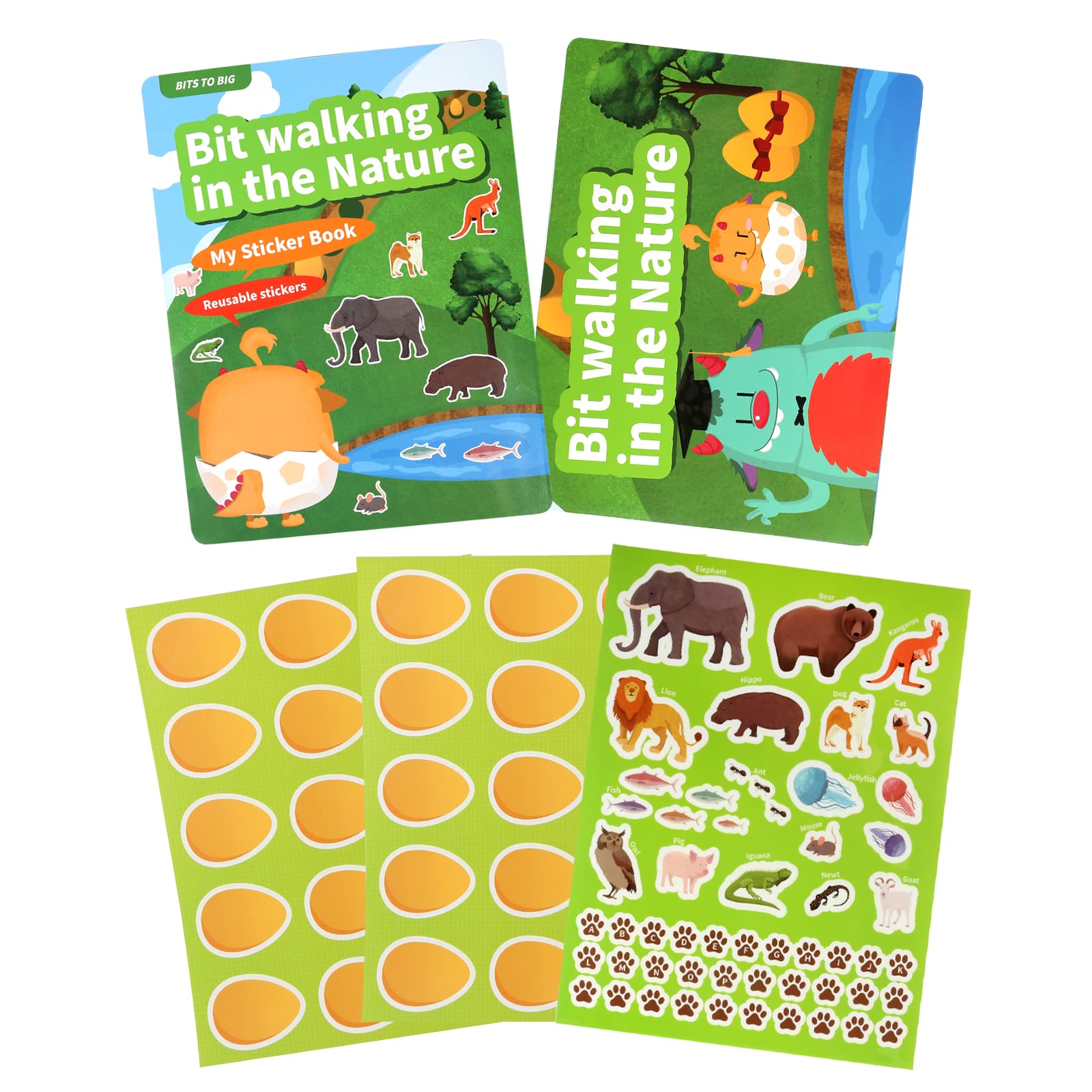 Reusable Stickers for Kids - Mini Animal, Alphabet & Number Sticker Book - Fun Learning Toy for Toddlers, Boys & Girls (A-P) - Perfect for Homeschooling, Travel & Early Education Activities