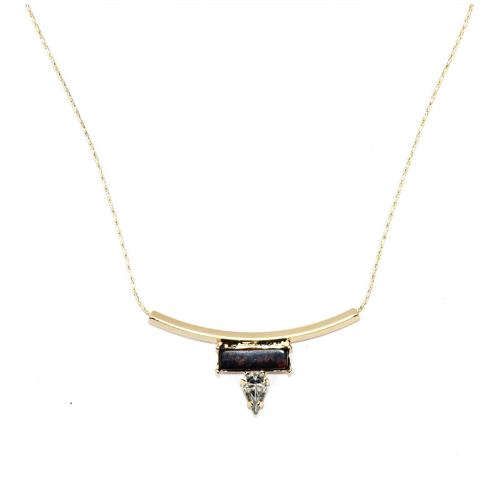 POMINA Cubic Zirconia Crystal Bar Pendant Necklace - 18K Gold Plated Chain, Elegant Short Necklace for Women | Perfect for Parties, Weddings & Everyday Wear