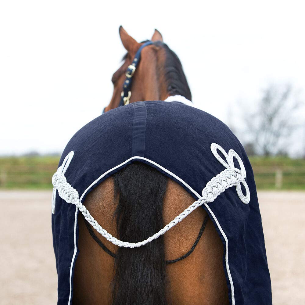 HORZE Millau Wool Blanket - Dark Blue - 84 Inch Warm & Cozy Horse Stable Blanket for Winter Riding & Outdoor Camping