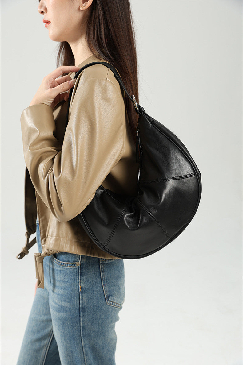 Stylish Leather Half Moon Shoulder Bag for Women - Crossbody Purse with Adjustable Strap - Perfect for Work, Travel & Everyday Use