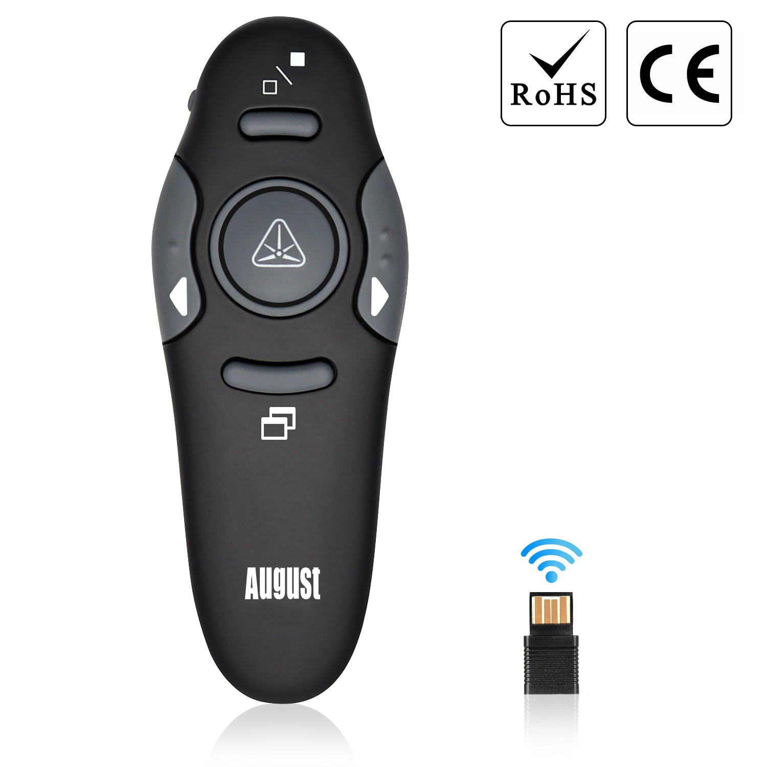 August LP205R Wireless Presenter Remote Control for PowerPoint Presentations - Perfect for Business Meetings, Lectures & Public Speaking
