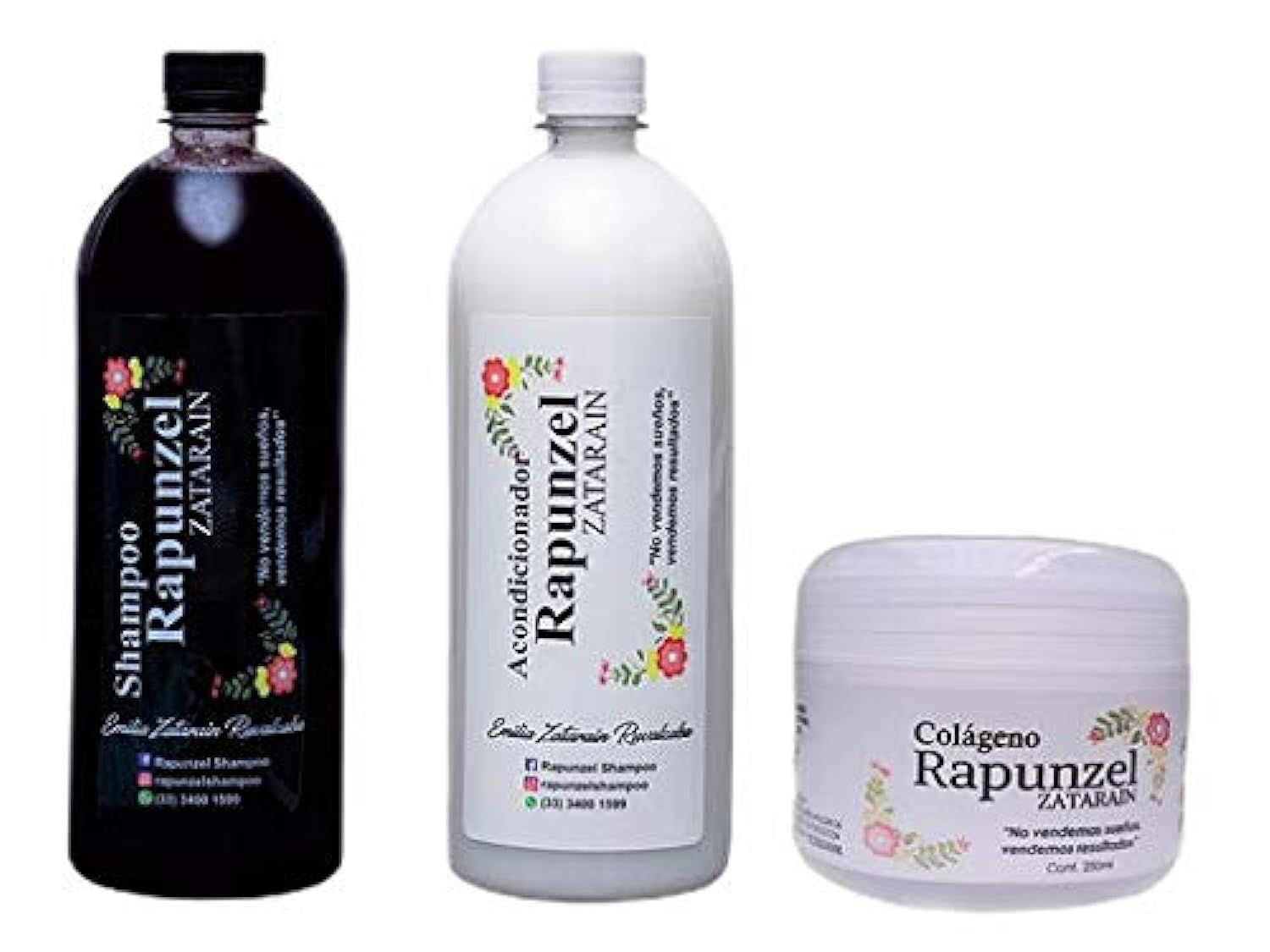 Super Rapunzel 3-in-1 Shampoo, Conditioner & Collagen Bundle - Anti Hair Loss Treatment for Alopecia & Early Baldness - Frizz Control & Dandruff Relief - 100% Authentic by Alebrije Imports | Perfect for Damaged Hair Repair & Daily Scalp Care