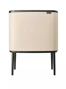 Brabantia Bo Touch Bin 36L Stainless Steel Trash Can with Lid - 9.5 Gallon Kitchen Waste Bin for Home, Office & Bathroom - Elegant Beige Design