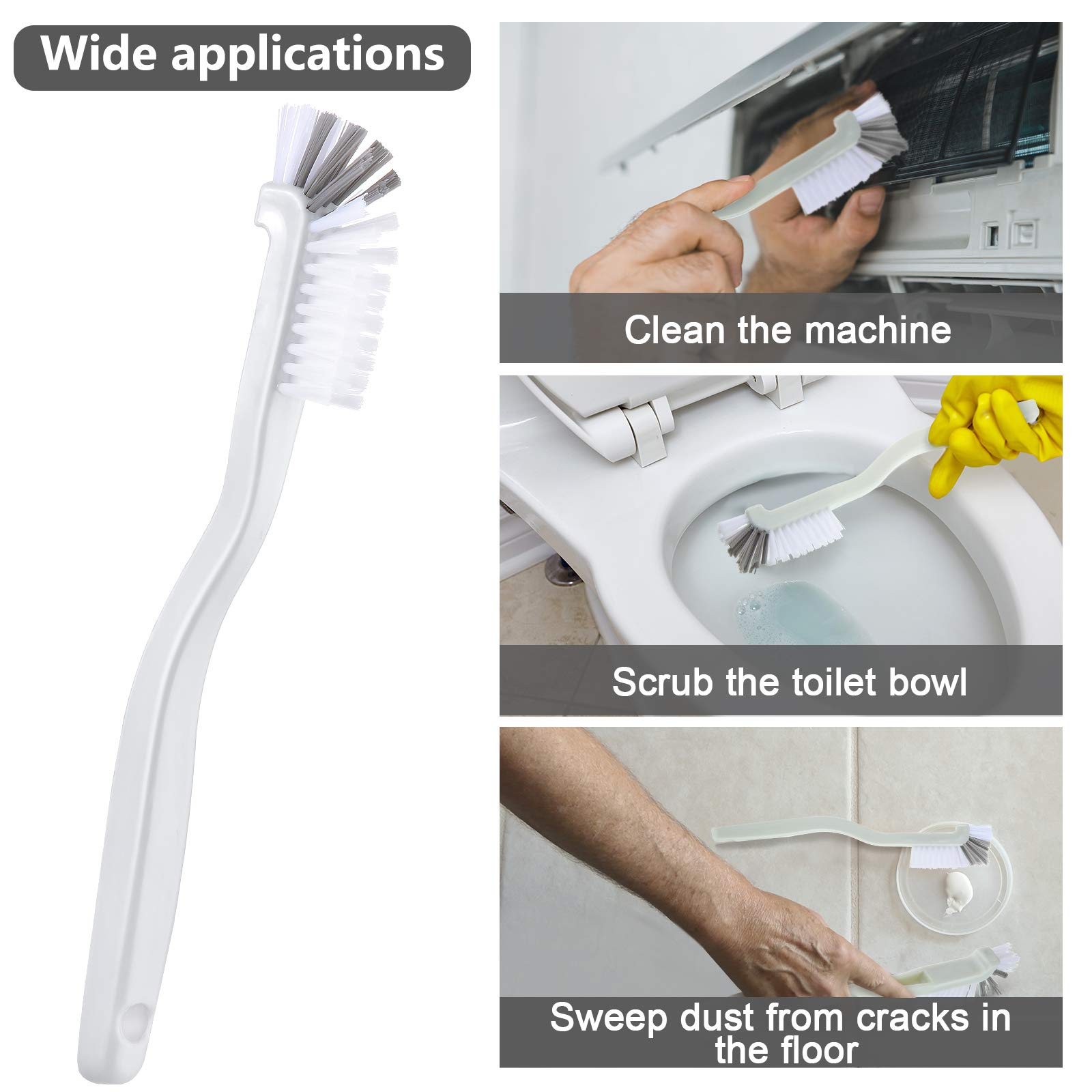 **Patelai 4-Piece Cleaning Brush Set - Small Scrub Brushes for Bottles, Sinks, Kitchen, Bathroom, Window Tracks & Grout - White & Blue (Perfect for Household, Office & Travel Use)**