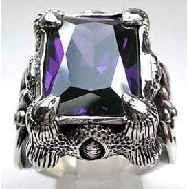 Purple Amethyst Dragon Claw Sterling Silver Ring for Men - Gothic Jewelry, Fantasy Gift, Cosplay Accessory for LARP, Renaissance Fairs & Witchy Aesthetics