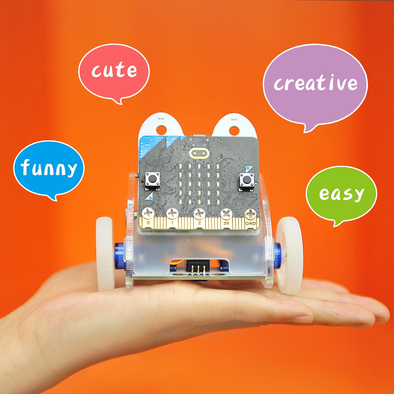 ELECFREAKS Ring:bit Car Kit - BBC Micro:bit Programmable Robot Kit for STEM Education | DIY Coding Starter Kit with Wiki Tutorial (Micro:bit Not Included) | Perfect for Classroom Projects & Home STEM Learning