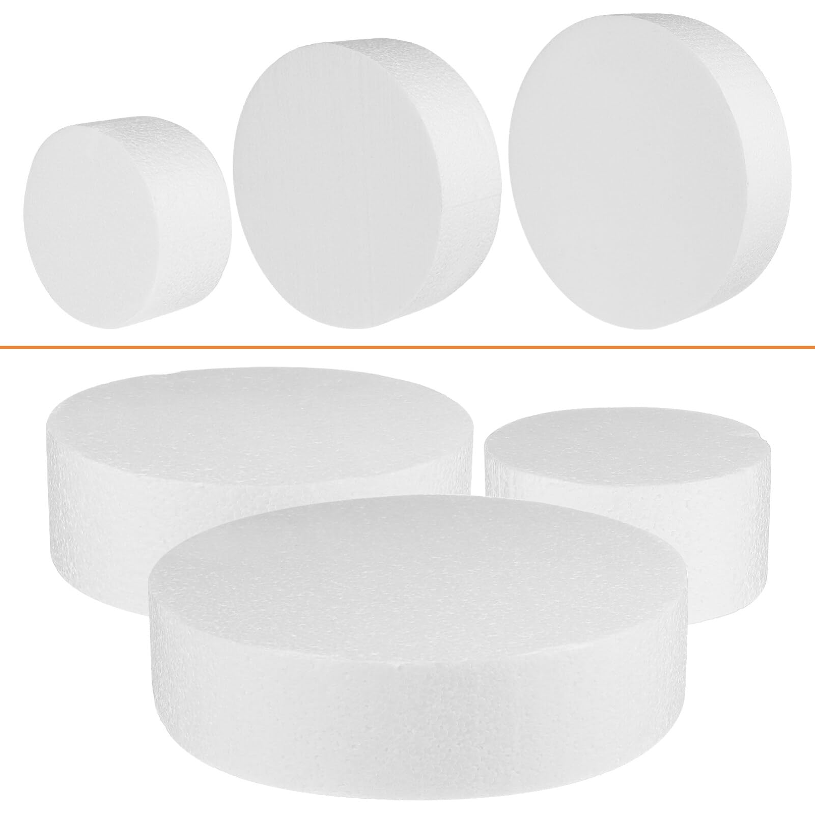Ciieeo 3-Pack Foam Cake Dummies Circles for Wedding & Birthday Cake Decorating - Perfect for Bakeries, DIY Cake Design, and Professional Pastry Chefs
