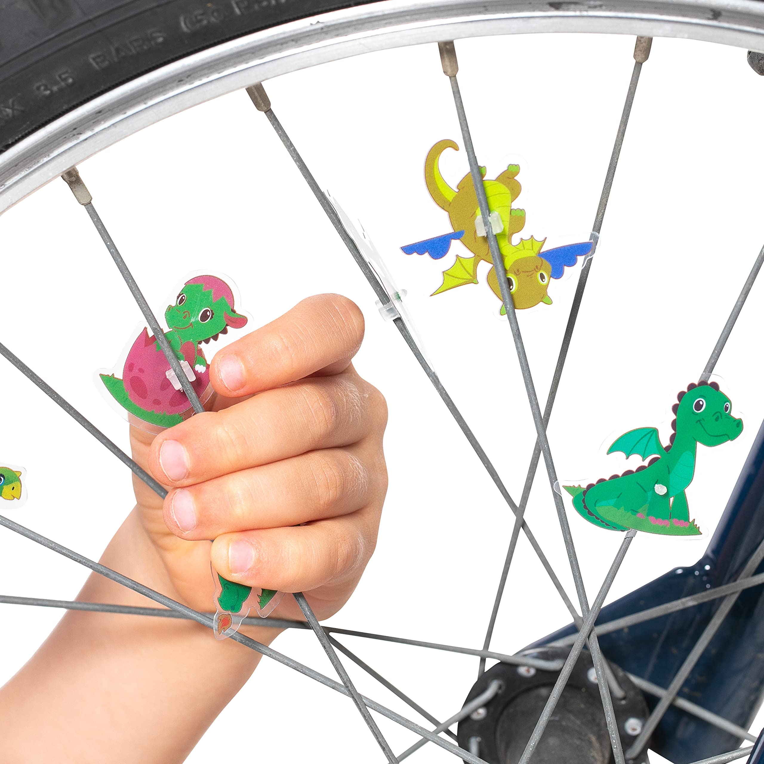 Dinosaur, Flower & Butterfly Bike Wheel Spoke Decorations - 36 Pcs Kids Bicycle Accessories for Boys & Girls | Easter Basket Stuffers, Birthday Party Favors & Goodie Bag Fillers | Perfect for Cycling, Themed Parties & Gift Giving
