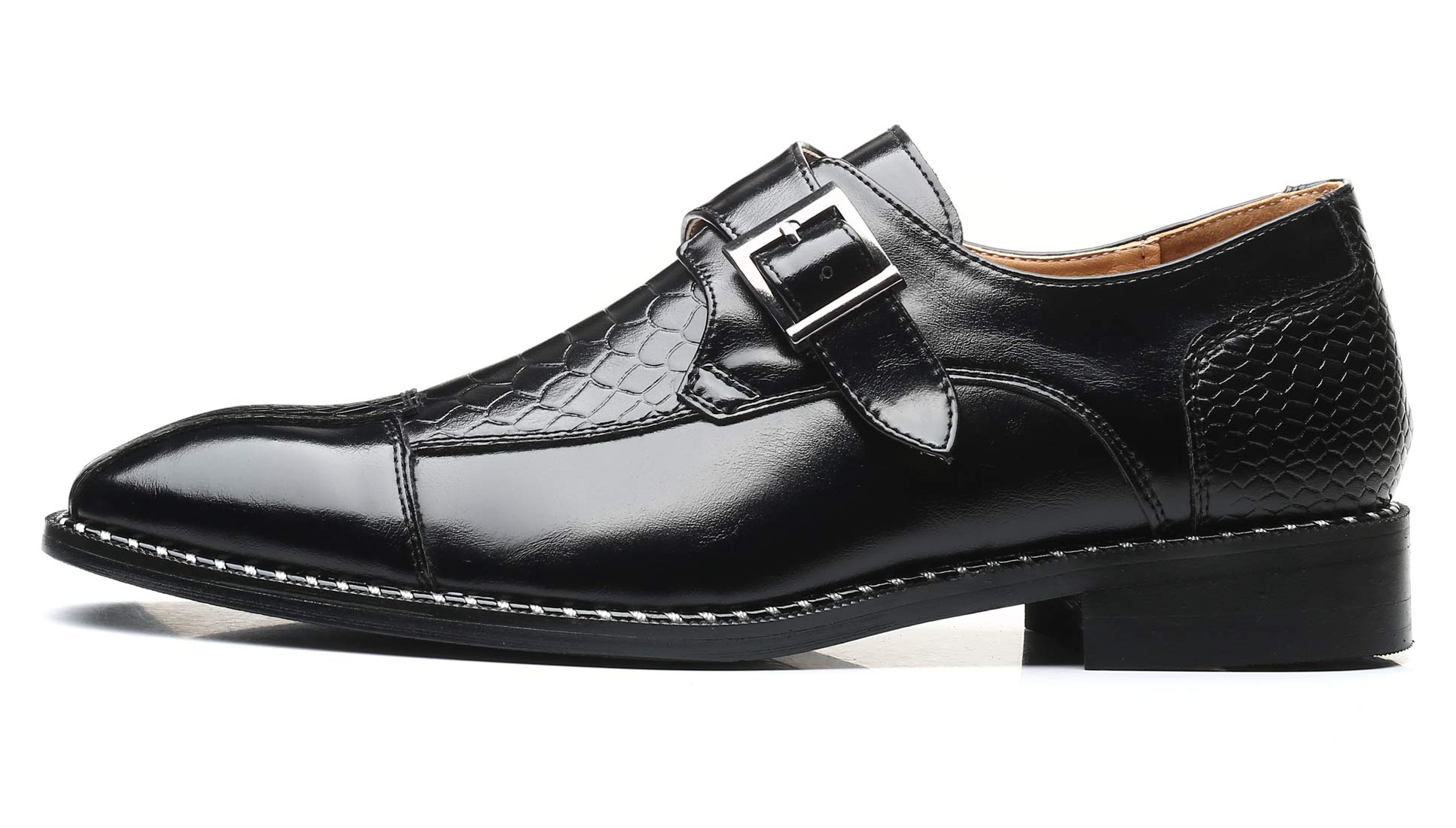 Men's Genuine Leather Monk Strap Loafers - Slip On Oxford Dress Shoes for Business & Formal Wear - Perfect for Office, Weddings & Special Occasions