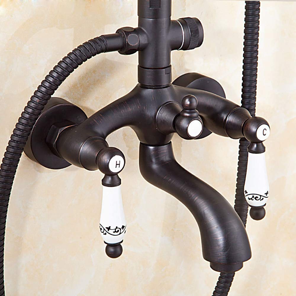 Premium Stainless Steel Pressure Balancing Shower System with Rainfall Shower Head & Adjustable Slide Bar - Matte Black Bathroom Faucet Set for Spa-Like Experience | Perfect for Modern Home, Hotel, and Luxury Bathroom Renovations